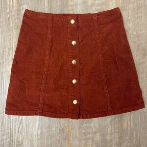Topshop Burnt Orange Fall Corduroy Mini Skirt Size 6